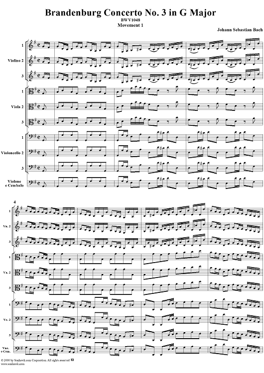 Brandenburg Concerto No. 3: Movement 1 - Score