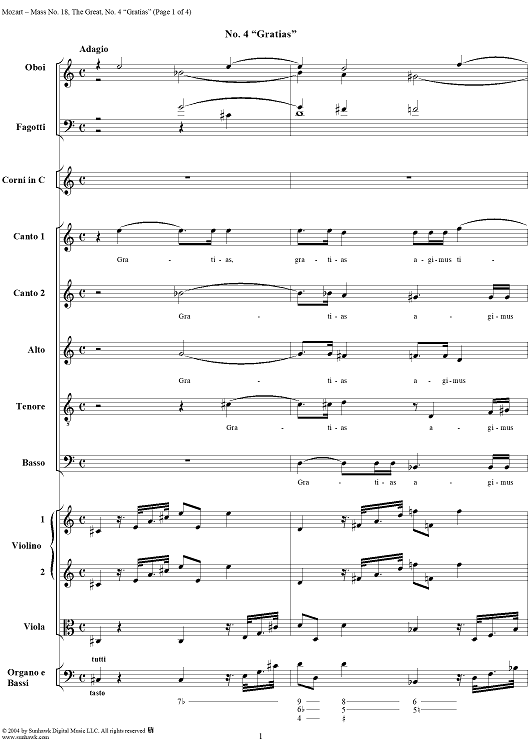 Mass No. 18 in C Minor, No. 4: Gratias - Full Score