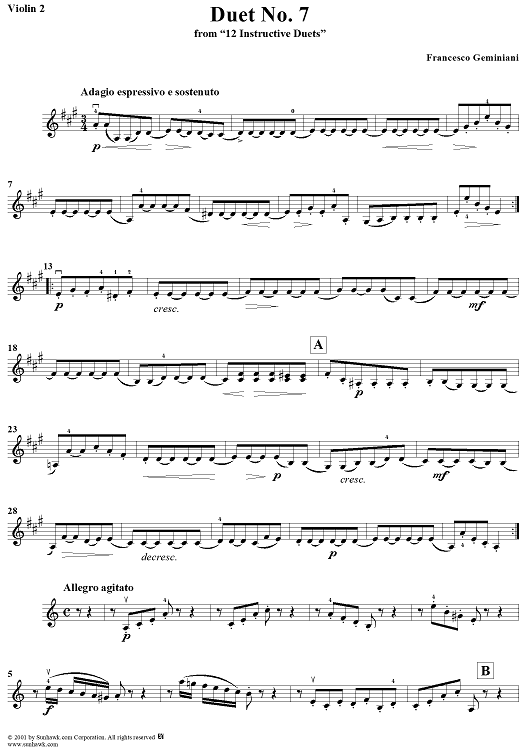 Duet No. 7, from "12 Instructive Duets" - Violin 2