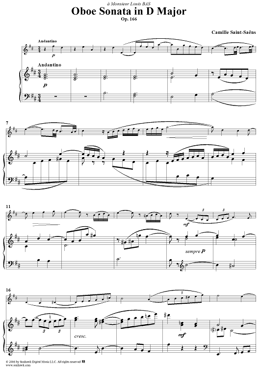 Oboe Sonata, Op. 166 - Piano Score