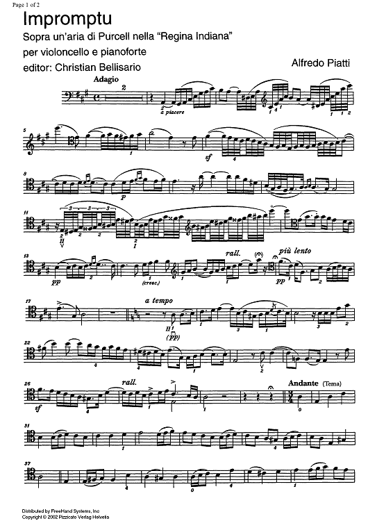 Impromptu sopra un'aria di Purcell - Cello