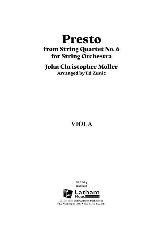 Presto from String Quartet No. 6 - Viola