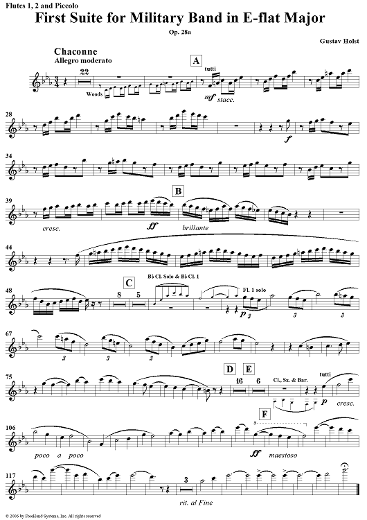 First Suite in E-flat, Op. 28a - Flutes/Piccolo