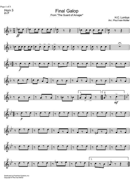 Final Galop from the Guard of Amager - Horn in F 3