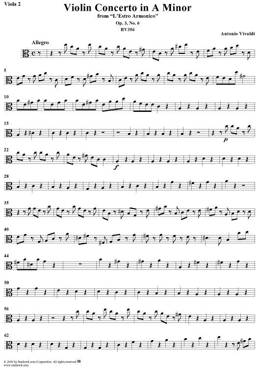 Violin Concerto in A Minor - Viola 2