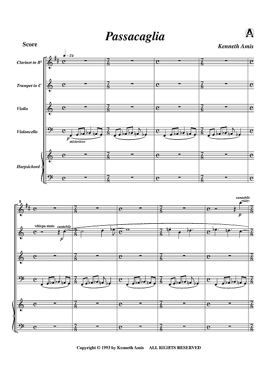 Passacaglia - Score