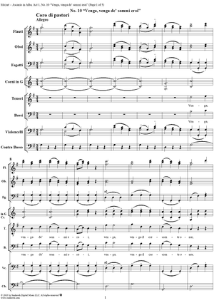 "Venga, venga de' sommi eroi", No. 10 from "Ascanio in Alba", Act 1, K111 - Full Score