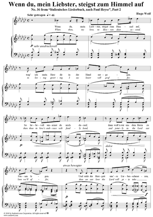 Wenn du, mein Liebster, steigst zum Himmel auf, No. 36 from "Italienisches Liederbuch, nach Paul Heyse", Part 2