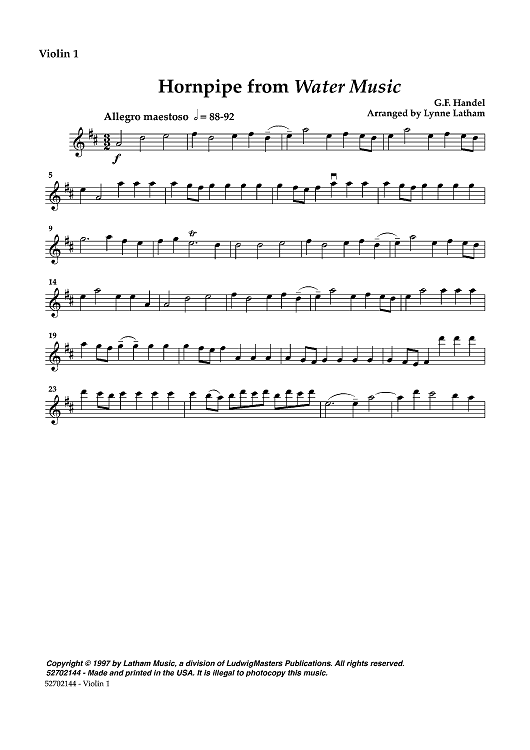Hornpipe from Water Music - Violin 1