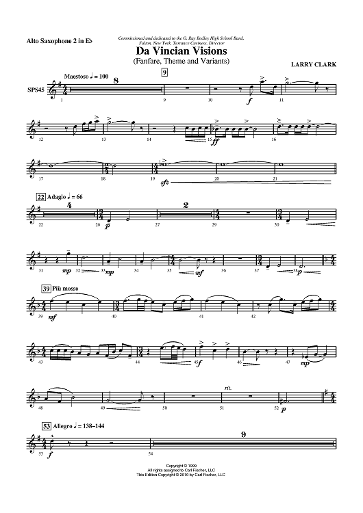 Da Vincian Visions (Fanfare, Theme and Variants) - Alto Sax 2