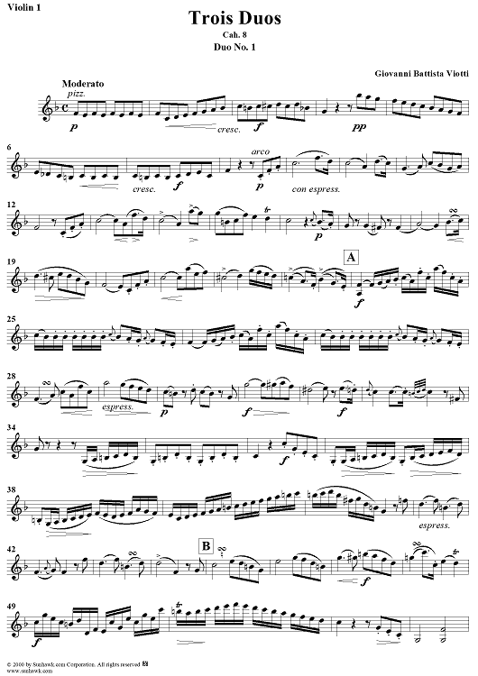 Trois Duos, Cah. 8 - Violin 1