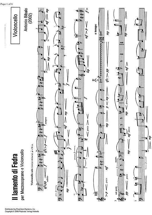 Il lamento di Fedra - Cello