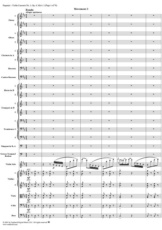 Violin Concerto no. 1, op. 6, movt. 3 - Full Score
