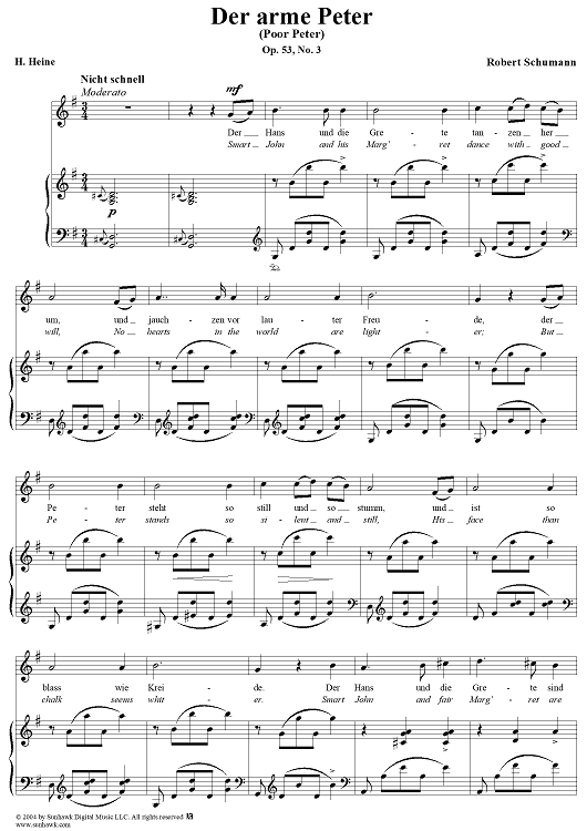 Der arme Peter, Op. 53, No. 3a, b, c