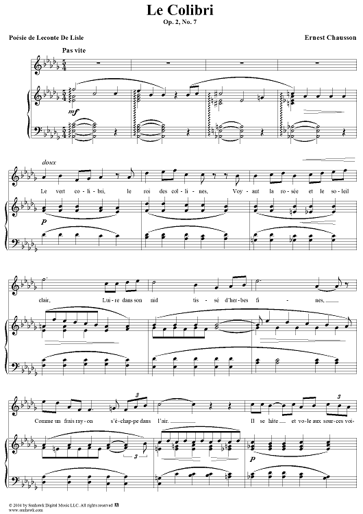 Le Colibri, Op. 2, No. 7