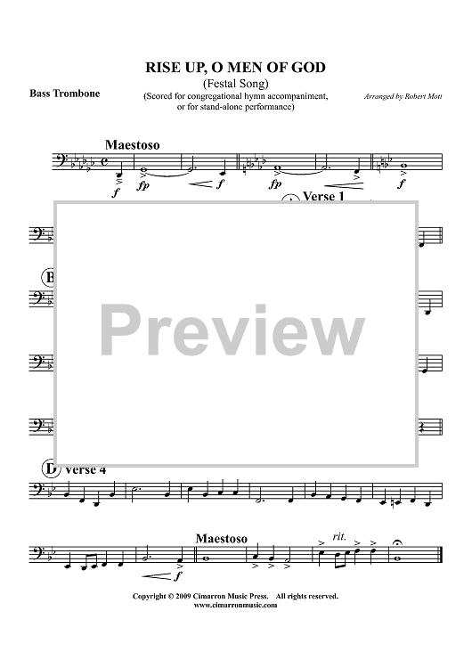 Rise up, O Men Of God - Bass Trombone