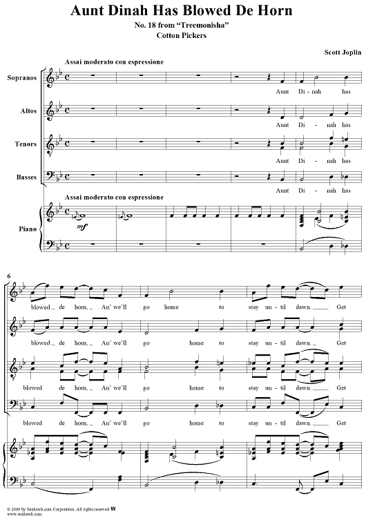 Treemonisha, No. 18: Aunt Dinah Has Blowed De Horn