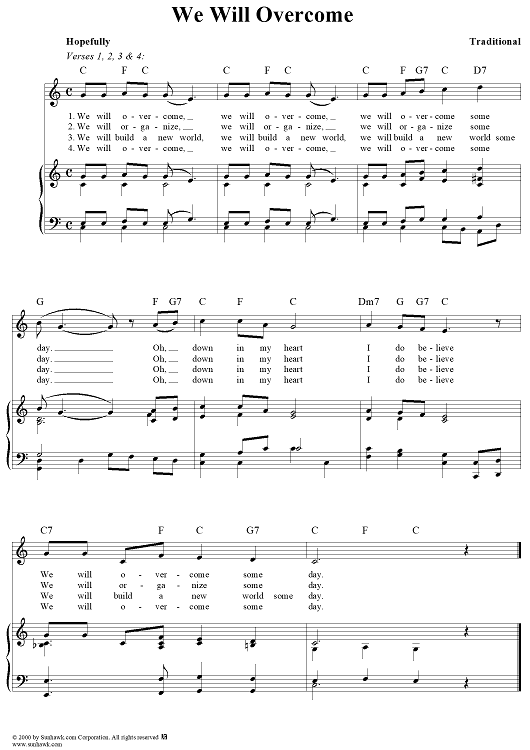 We Will Overcome  (some union verses)