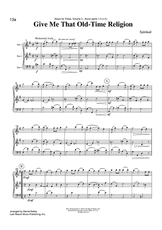 Give Me That Old-Time Religion - Score