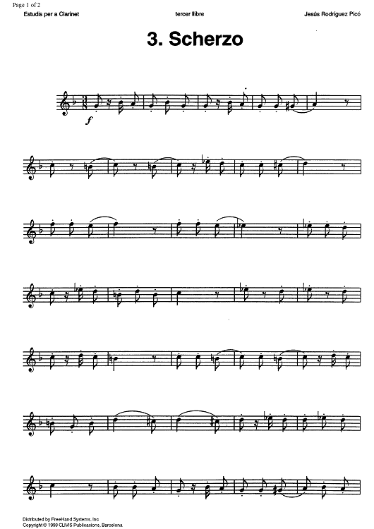 Studies for clarinet, Vol. 3 No. 3 - Scherzo - Clarinet