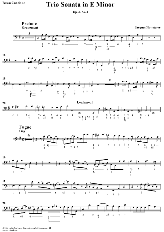 Trio Sonata in E Minor, Op. 3, No. 4 - Continuo