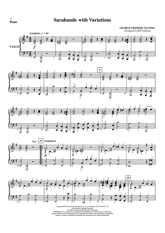 Sarabande with Variations - Piano