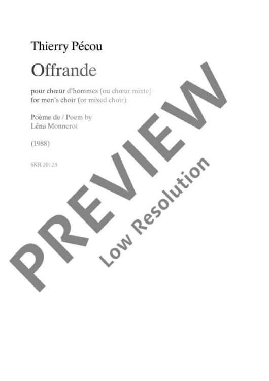 Offrande - Choral Score