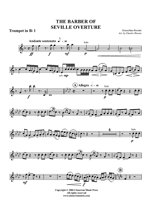 The Barber of Seville Overture - Trumpet 1 in B-flat