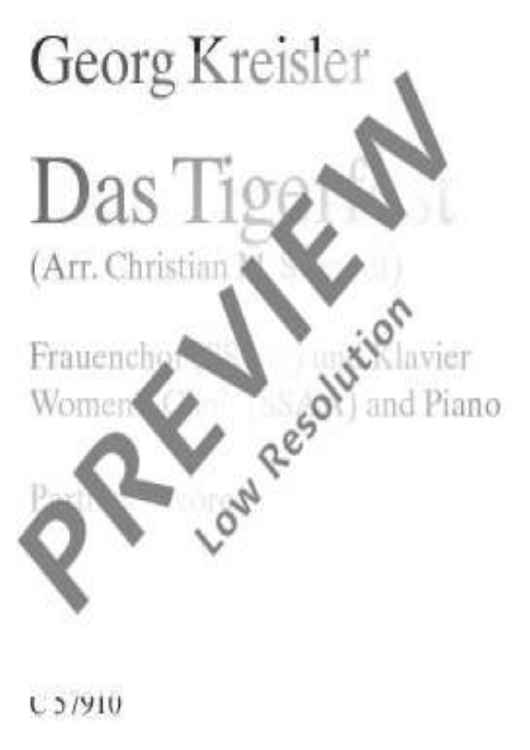 Das Tigerfest - Choral Score