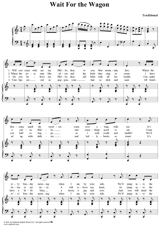 Wait for the Wagon" Sheet Music for Piano/Vocal Sheet Music Now