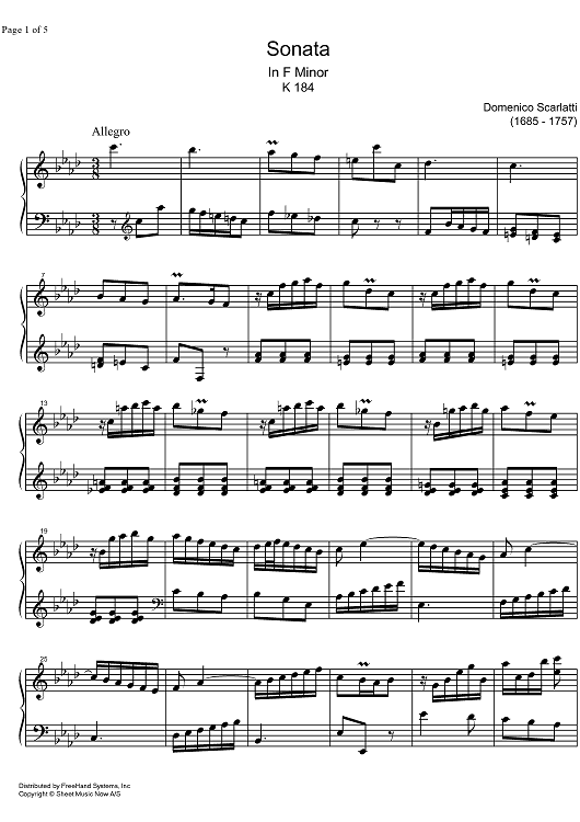 Sonata f minor K184