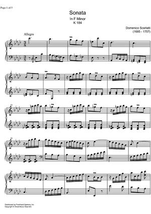 Sonata f minor K184