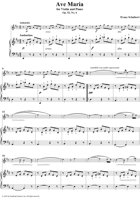 Ave Maria Sheet Music for Violin Piano Sheet Music Now
