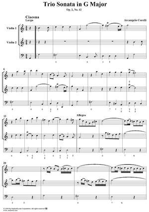 Trio Sonata in G Major, op. 2, no. 12