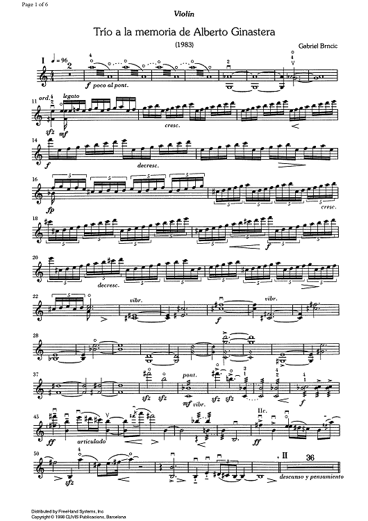 Trio a la memoria de Alberto Ginastera - Violin