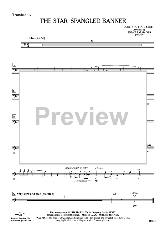 The Star-Spangled Banner - Trombone 3