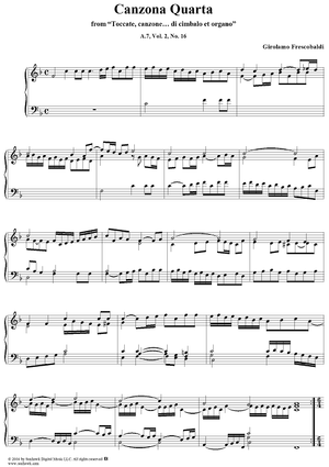 Canzona Quarta, No. 16 from "Toccate, canzone ... di cimbalo et organo", Vol. II
