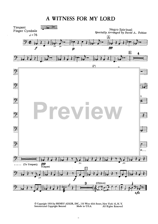A Witness For My Lord - Timpani