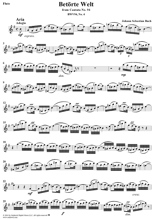 "Betörte Welt", Aria, No. 4 from Cantata No. 94: "Was frag' ich nach der Welt" - Flute
