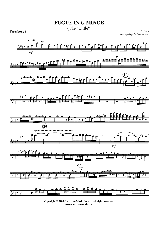 Fugue in G Minor - Trombone 1