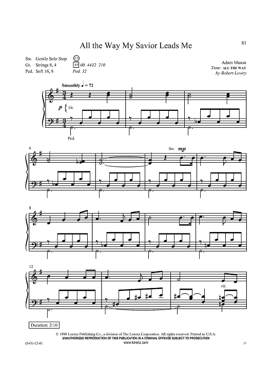 All the Way My Savior Leads Me