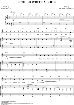 I Could Write A Book Sheet Music With Chords For Piano (Solo) Easy