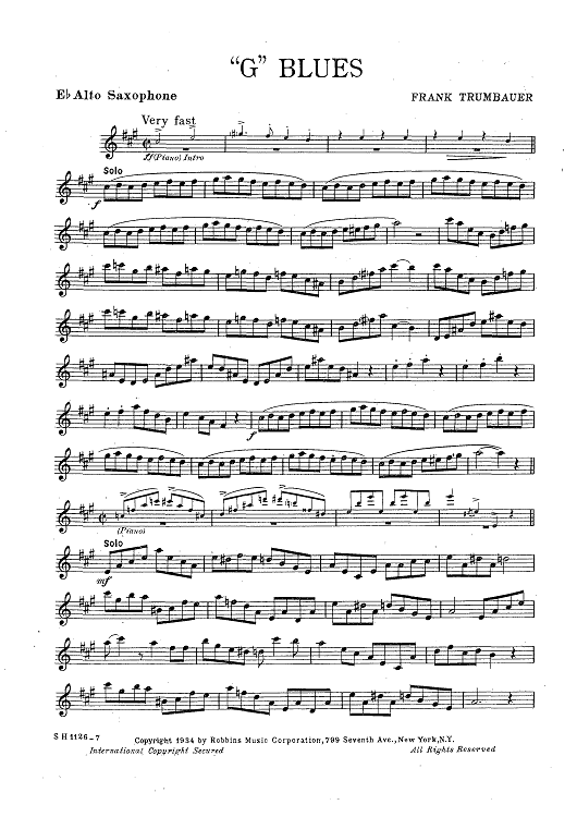 "G" Blues - Alto Saxophone