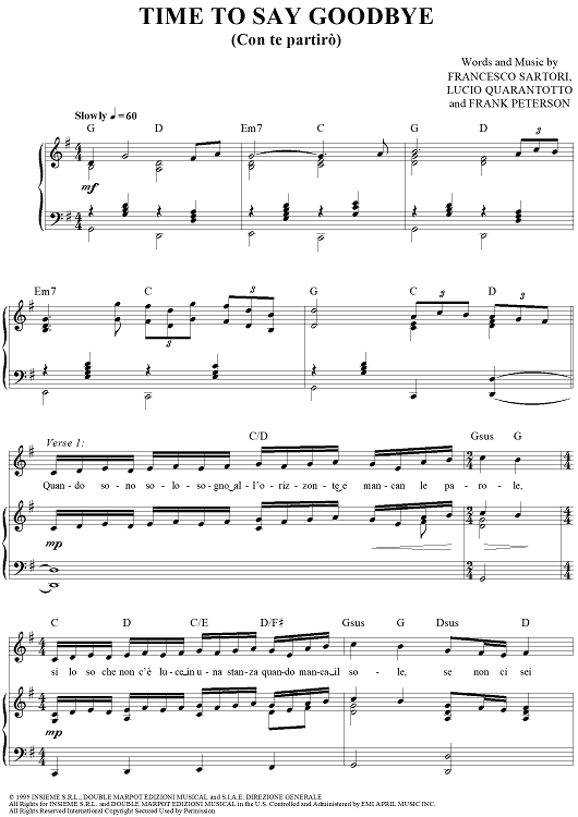 Time To Say Goodbye (Con Te Partiro)
