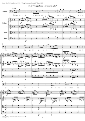 "Troppa briga a prender moglie", No. 2 from "La Finta Semplice", Act 1, K46a (K51) - Full Score