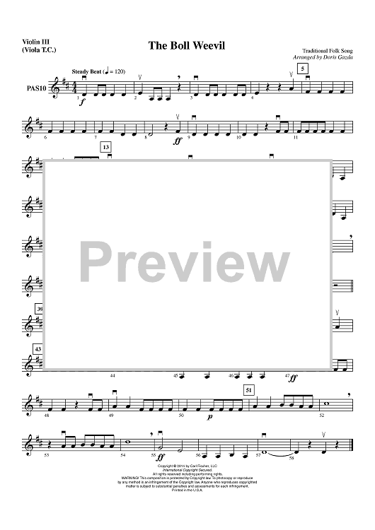 The Boll Weevil - Violin 3 (Viola T.C.)