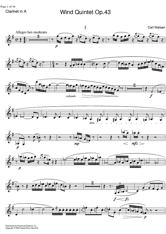 Quintet Op.43 - Clarinet in A