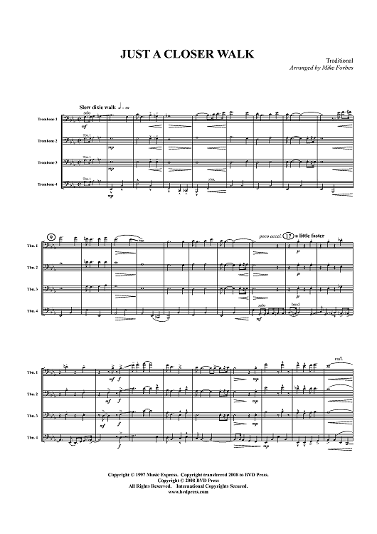 Just a Closer Walk - Score