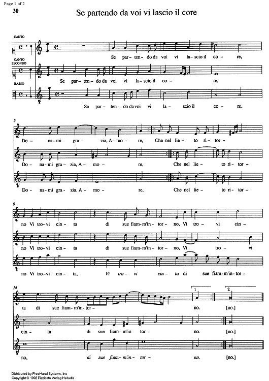 Se partendo da voi vi lascio il core