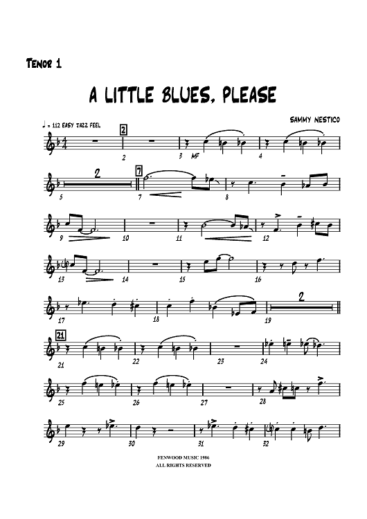 A Little Blues, Please - Tenor Sax 1